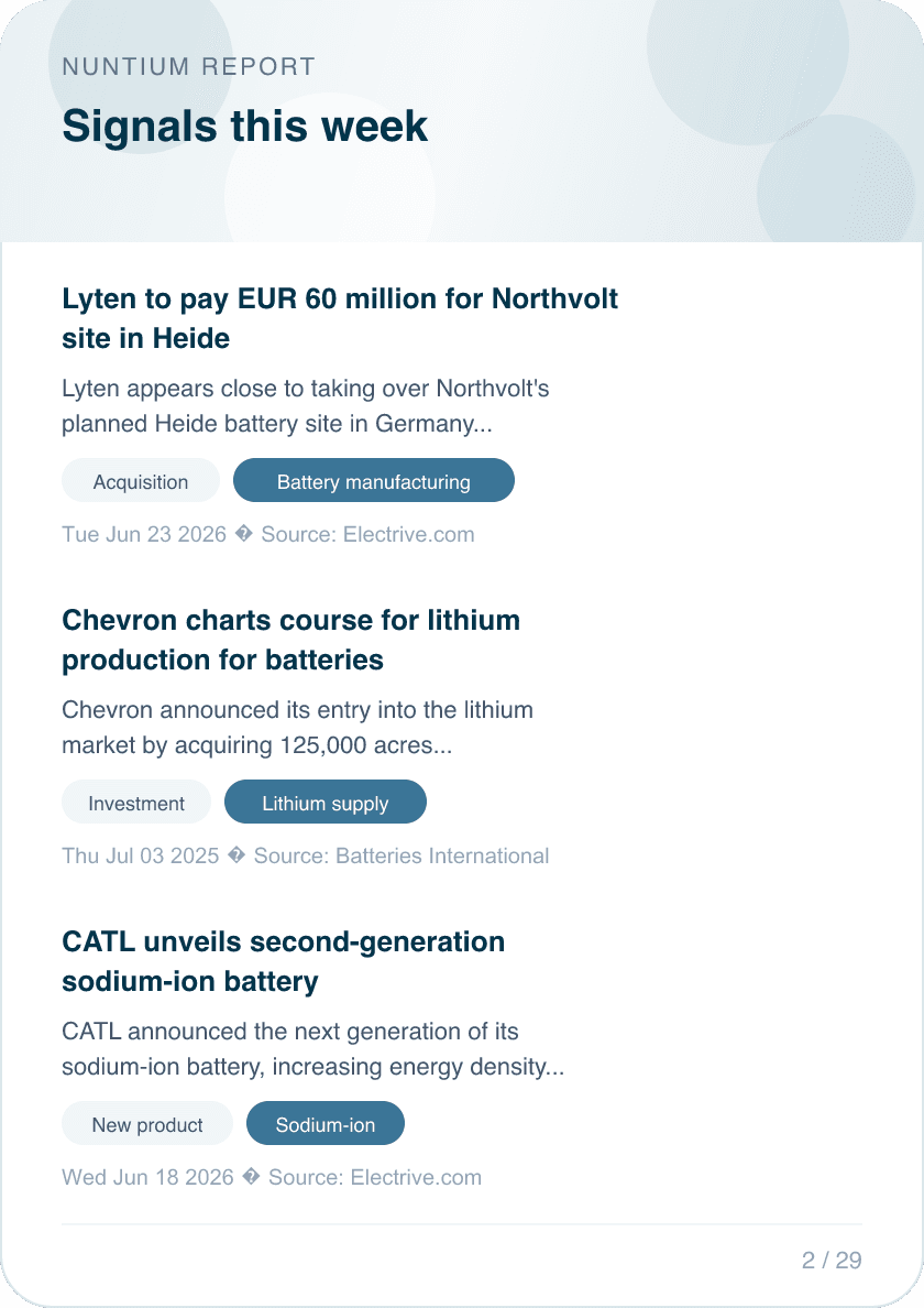Nuntium report page 2: signals this week